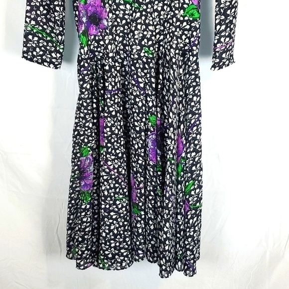Vintage 80s Kono Floral Midi‎ Dress - Picture 9 of 11